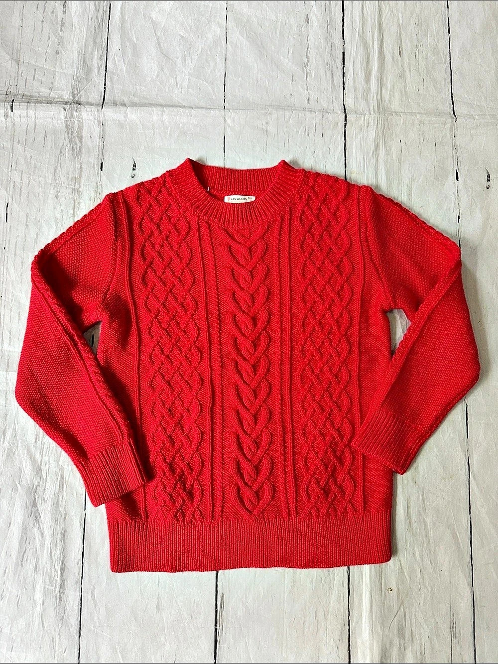 Crewcuts J Crew Cable-knit crewneck sweater Cotton Sweater Red Size 8 girls